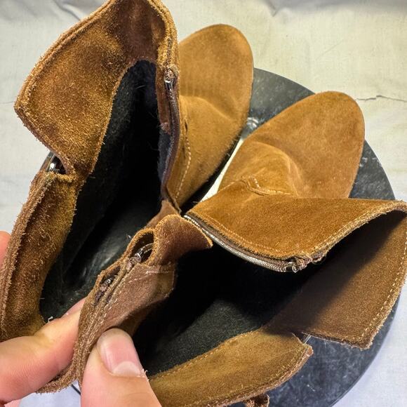 La Canadienne Brown Suede Zip-Up Heeled Ankle Booties Women's Size 8.5 US - Picture 6 of 8